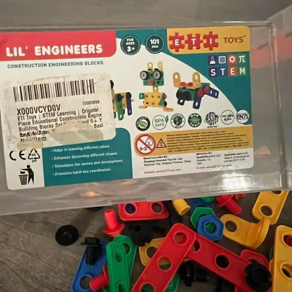 ETI Toys Lil' Engineers STEM Learning Educational Construction Blocks 95 Pieces